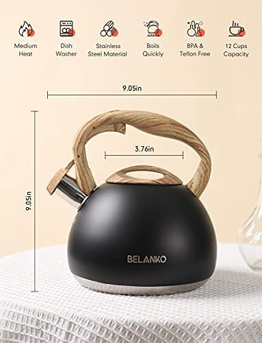 Matte black whistling tea kettle for stovetops — photo 5