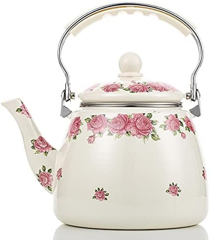 Floral Enamel on Steel Kettle with Infuser