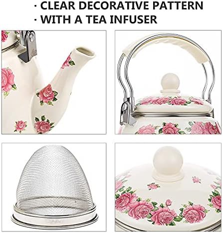 Floral Enamel on Steel Kettle with Infuser — photo 3