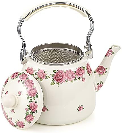Floral Enamel on Steel Kettle with Infuser — photo 5