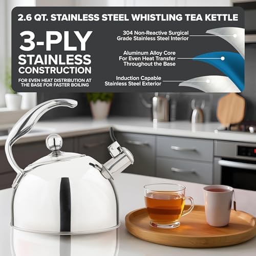 Viking 3-Ply Stainless Steel Tea Kettle Mirror Finish — photo 3
