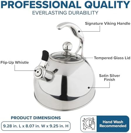 Viking 3-Ply Stainless Steel Tea Kettle Satin Silver — photo 4