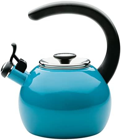 Turquoise Enamel on Steel Whistling Teakettle