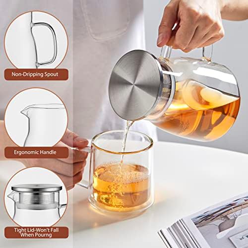 Glass teapot with stainless filter lid — photo 3