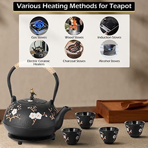 Japanese cast iron teapot with cups — photo 4