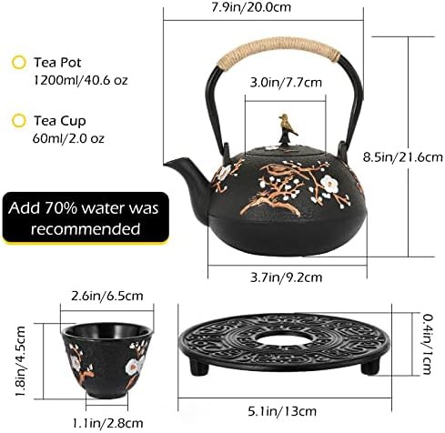 Japanese cast iron teapot with cups — photo 5