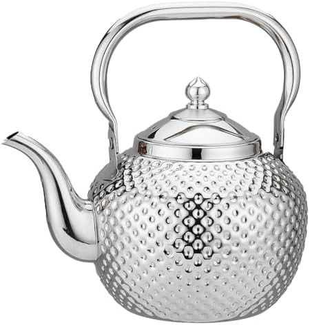 Silver hammered stainless steel infuser teapot