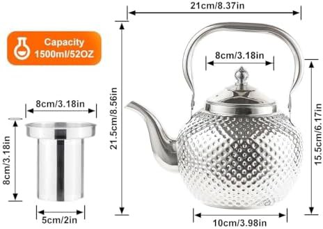Silver hammered stainless steel infuser teapot — photo 3