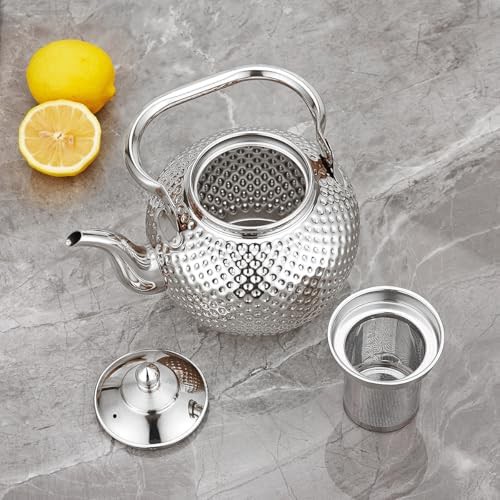 Silver hammered stainless steel infuser teapot — photo 5