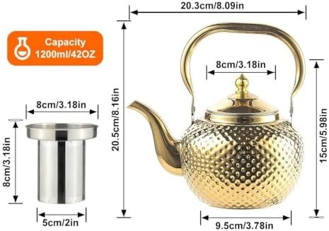 Gold hammered stainless steel infuser teapot — photo 3