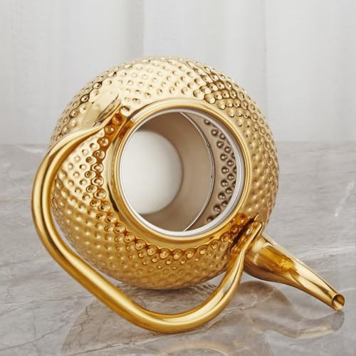 Gold hammered stainless steel infuser teapot — photo 5