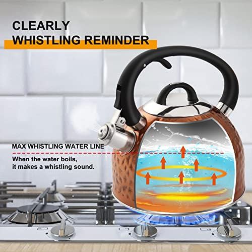 Copper finished stainless steel whistling tea kettle — photo 4