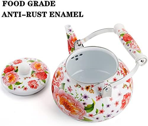 Vintage floral enamel on steel kettle — photo 3