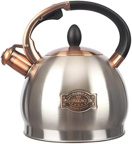 Classic whistling teapot with cool grip handle