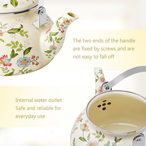 Floral enamel on steel retro kettle — photo 3