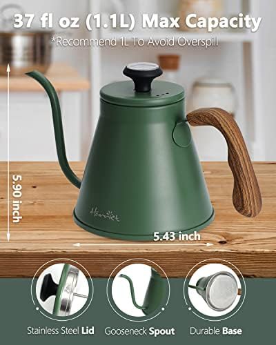 Green stainless steel gooseneck kettle — photo 5