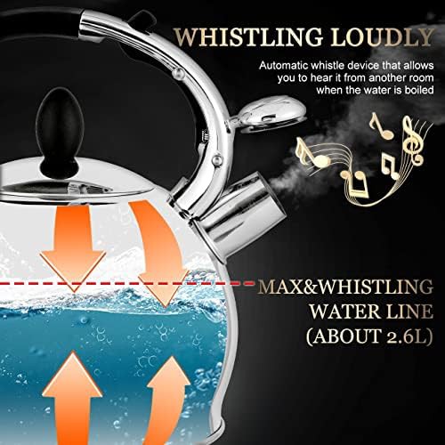 Silver stainless steel whistling tea kettle — photo 4
