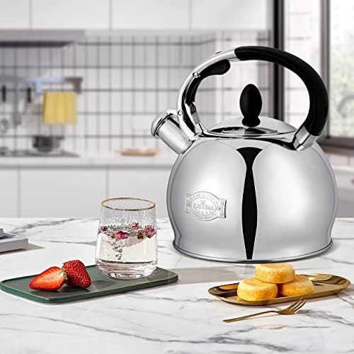 Silver stainless steel whistling tea kettle — photo 5