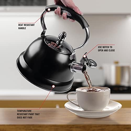 Black folding handle whistling tea pot — photo 3