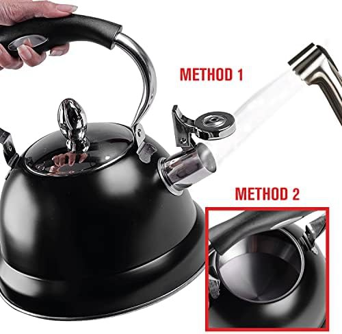 Black folding handle whistling tea pot — photo 5