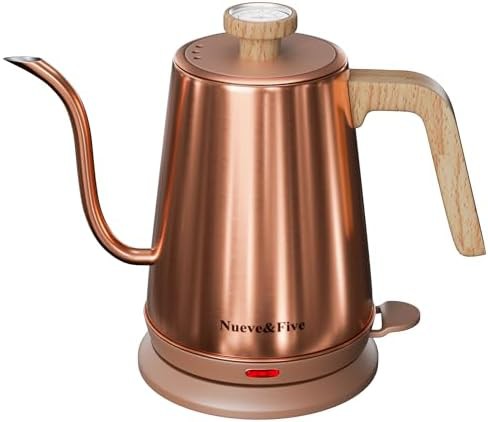 Copper electric gooseneck kettle with thermometer