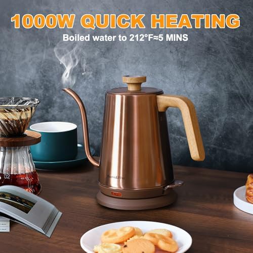 Copper electric gooseneck kettle with thermometer — photo 5