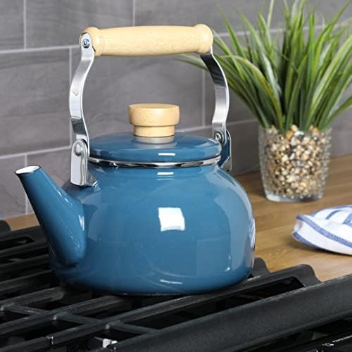 Blue enamel on steel tea kettle — photo 3