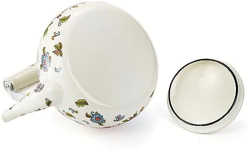 Large floral enamel on steel teapot — photo 4