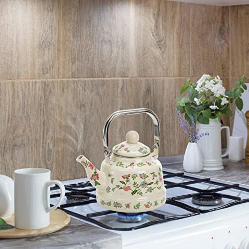 Green floral enamel kettle with infuser — photo 5