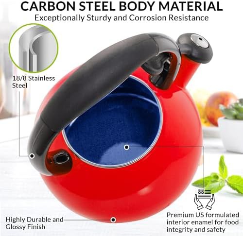 Red Buttons Series Enamel Whistling Kettle — photo 3