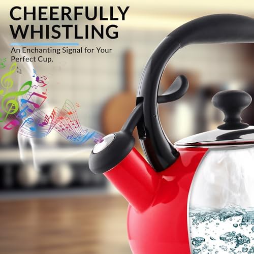 Red Buttons Series Enamel Whistling Kettle — photo 4
