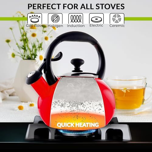 Red Buttons Series Enamel Whistling Kettle — photo 5