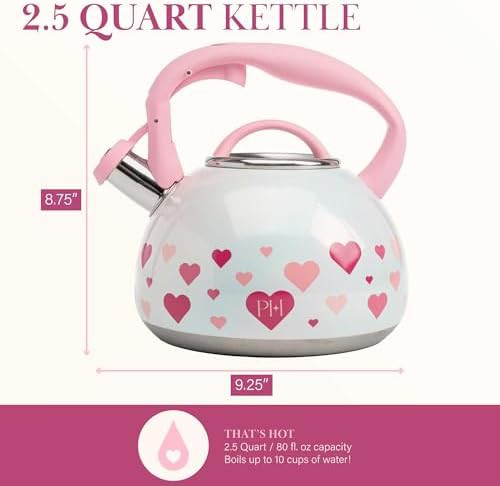 Iridescent heart design stainless steel kettle — photo 3