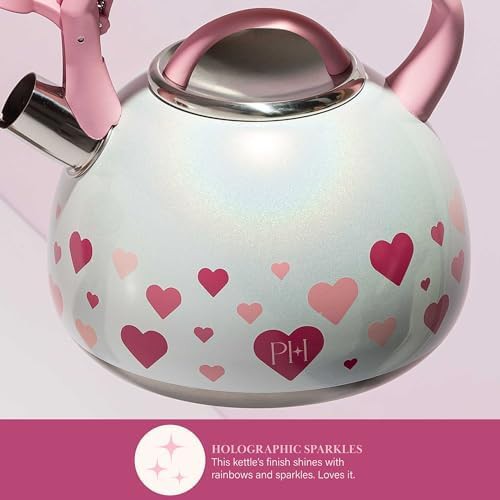 Iridescent heart design stainless steel kettle — photo 5