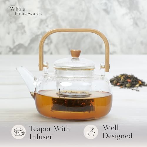 Glass teapot with infuser and bamboo lid — photo 4