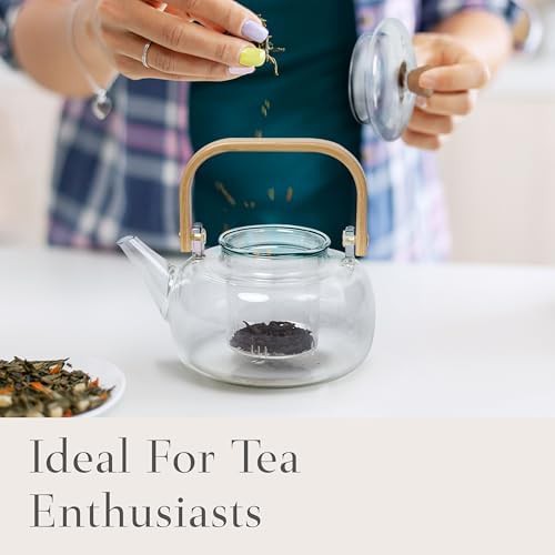Glass teapot with infuser and bamboo lid — photo 5