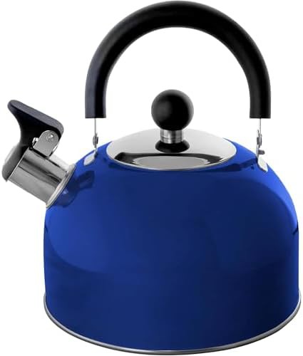 Blue Stainless Steel Whistling Tea Kettle