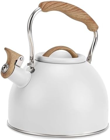 Vegoran white whistling stovetop tea kettle
