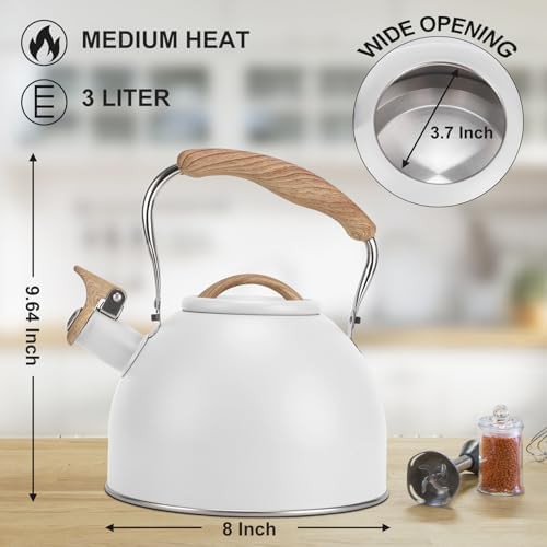 Vegoran white whistling stovetop tea kettle — photo 3