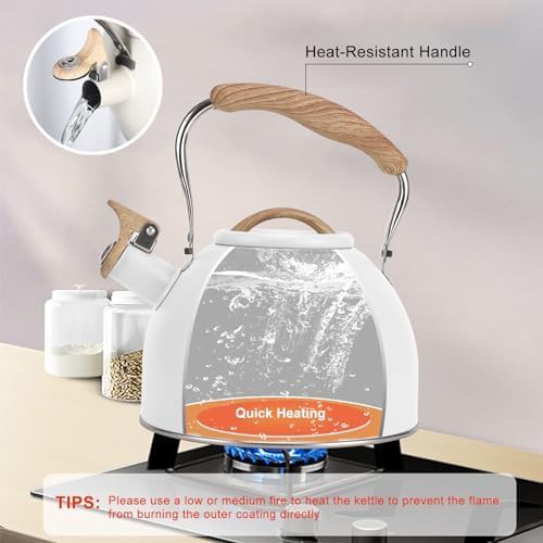 Vegoran white whistling stovetop tea kettle — photo 4