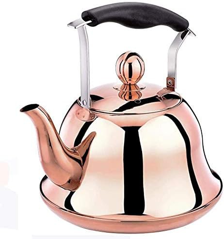 Copper finish induction whistling tea kettle