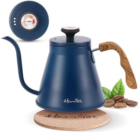 Blue stainless steel gooseneck kettle