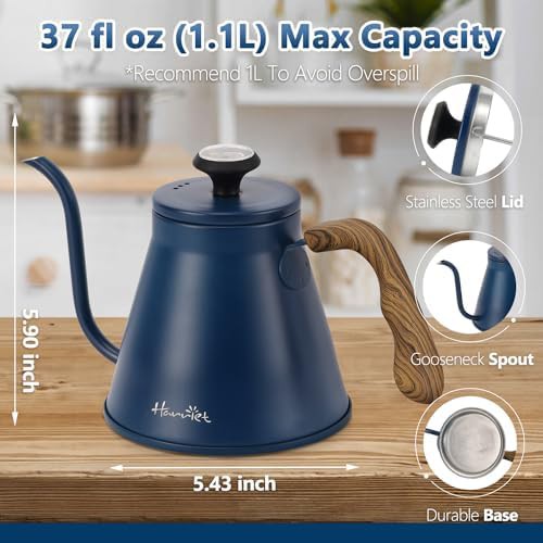 Blue stainless steel gooseneck kettle — photo 4