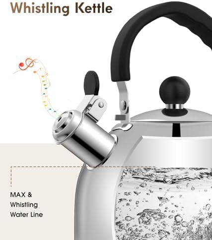 Silver induction ready whistling camping kettle — photo 3