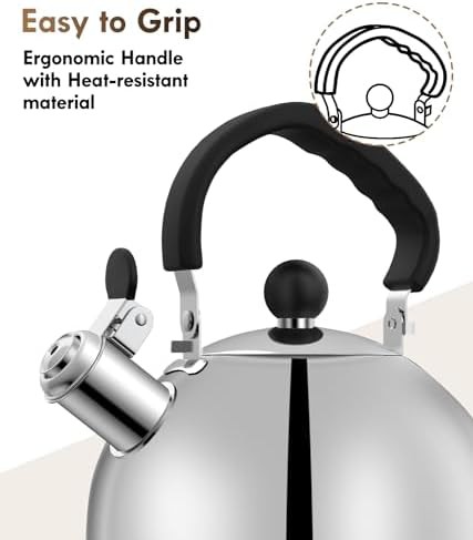 Silver induction ready whistling camping kettle — photo 4