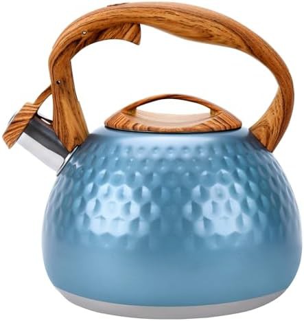 Blue Stainless Steel Whistling Tea Kettle