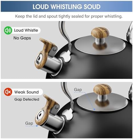 Black stainless whistling tea kettle — photo 4