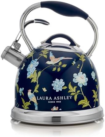 Elveden Navy floral whistling stovetop kettle