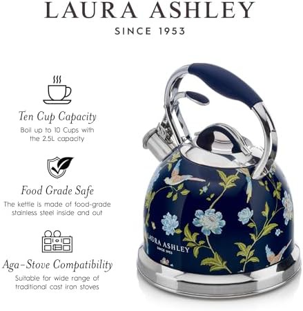 Elveden Navy floral whistling stovetop kettle — photo 4