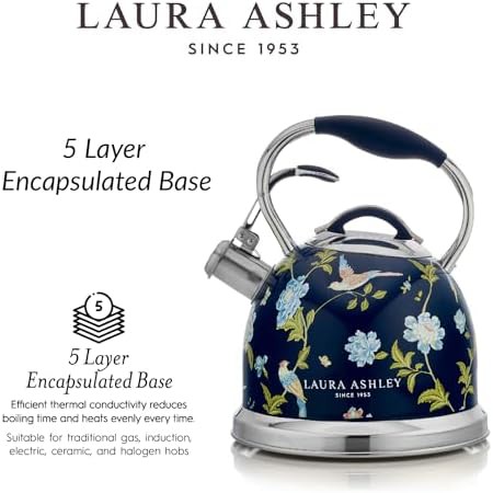 Elveden Navy floral whistling stovetop kettle — photo 5